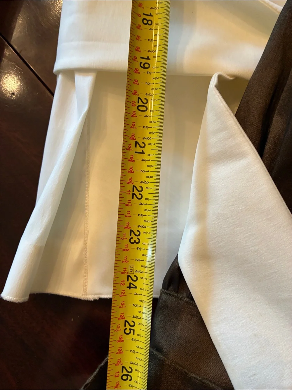 Samuel Dong Satin Wrap Blouse in Brown and Cream